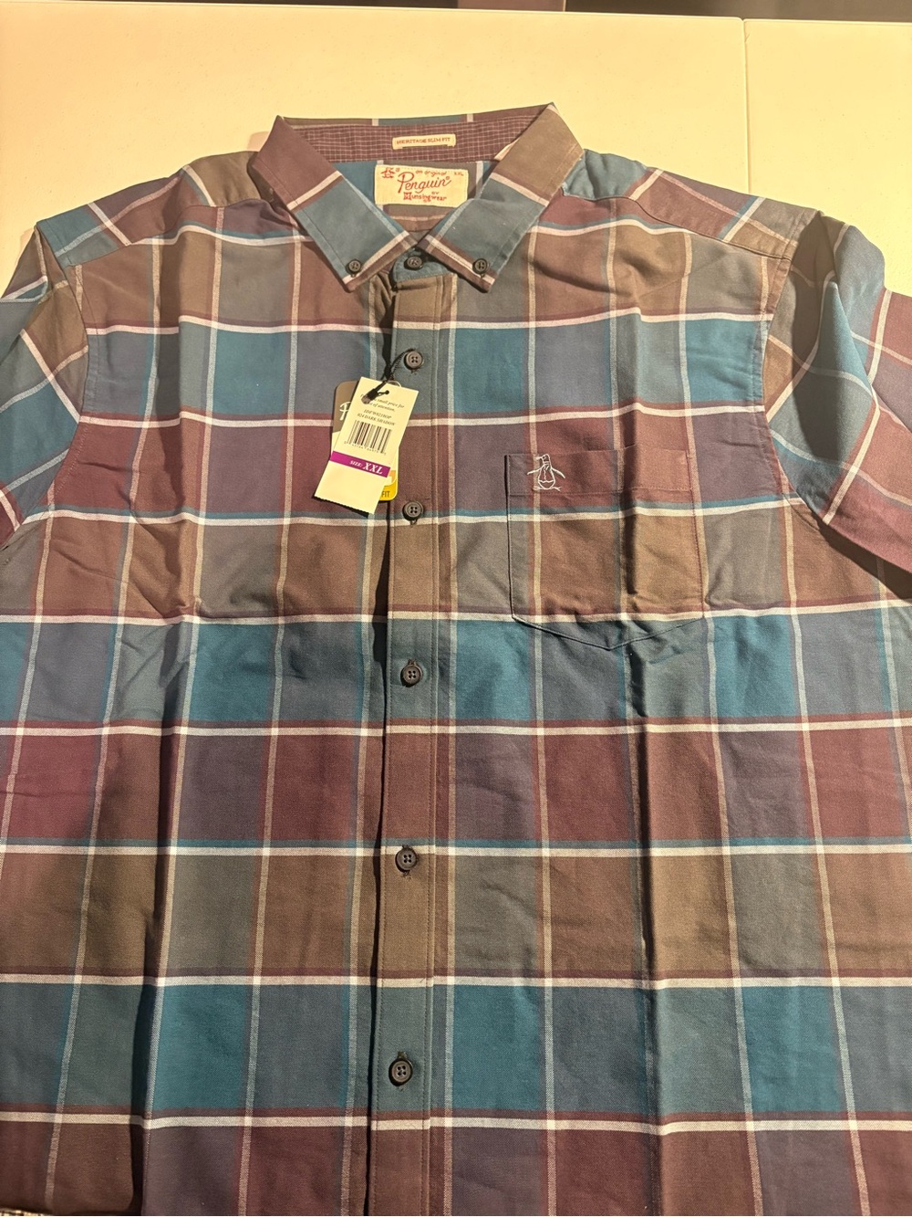 Original Penguin Munsingwear Men’s XXL Plaid Button Down Shirt NWT